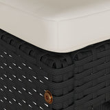 Garden Bar Stools with Cushions 2 pcs Black Poly Rattan