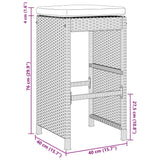 Garden Bar Stools with Cushions 2 pcs Grey Poly Rattan