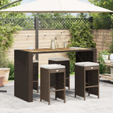 Garden Bar Stools with Cushions 4 pcs Brown Poly Rattan