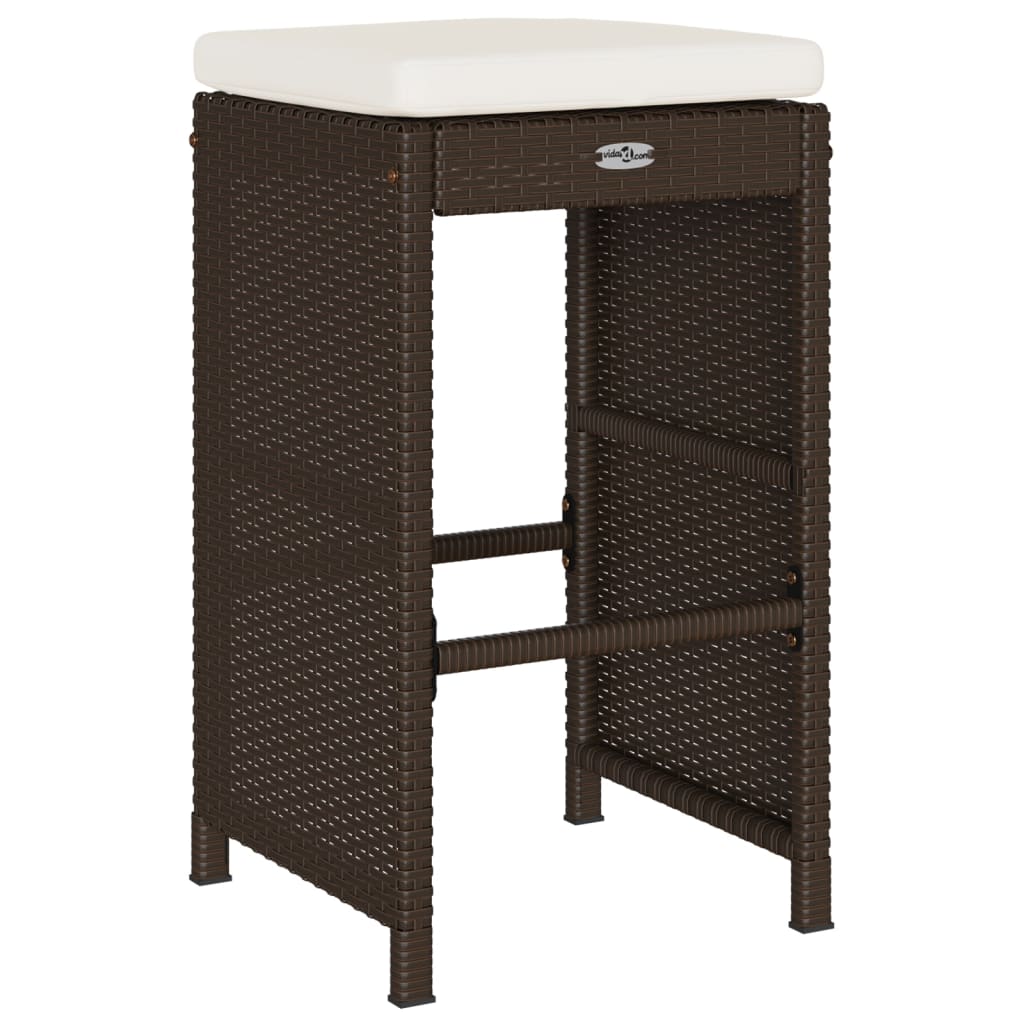 Garden Bar Stools with Cushions 6 pcs Brown Poly Rattan
