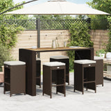 Garden Bar Stools with Cushions 6 pcs Brown Poly Rattan