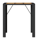 Garden Bar Table with Acacia Wood Top Black 105x80x110 cm Poly Rattan