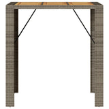 Garden Bar Table with Acacia Wood Top Grey 105x80x110 cm Poly Rattan