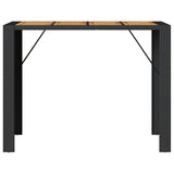 Garden Bar Table with Acacia Wood Top Black 145x80x110 cm Poly Rattan