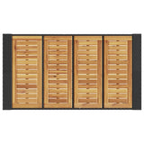 Garden Bar Table with Acacia Wood Top Black 145x80x110 cm Poly Rattan