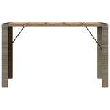 Garden Bar Table with Acacia Wood Top Grey 185x80x110 cm Poly Rattan