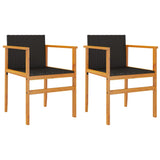 Garden Chairs 2 pcs Black Poly Rattan&Solid Wood