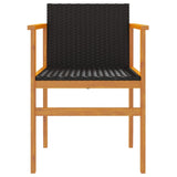 Garden Chairs 2 pcs Black Poly Rattan&Solid Wood