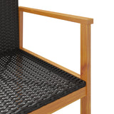 Garden Chairs 2 pcs Black Poly Rattan&Solid Wood