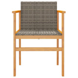 Garden Chairs 2 pcs Grey Poly Rattan&Solid Wood