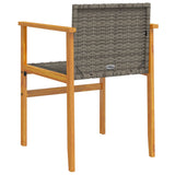 Garden Chairs 2 pcs Grey Poly Rattan&Solid Wood