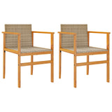 Garden Chairs 2 pcs Beige Poly Rattan&Solid Wood