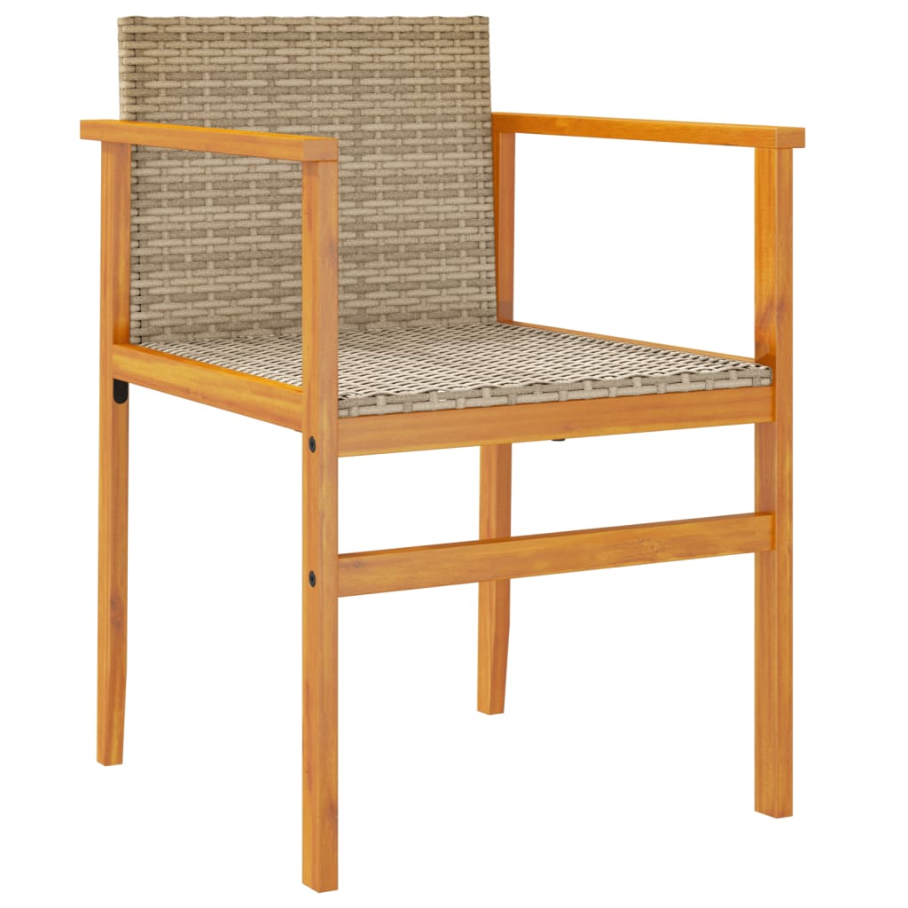 Garden Chairs 2 pcs Beige Poly Rattan&Solid Wood