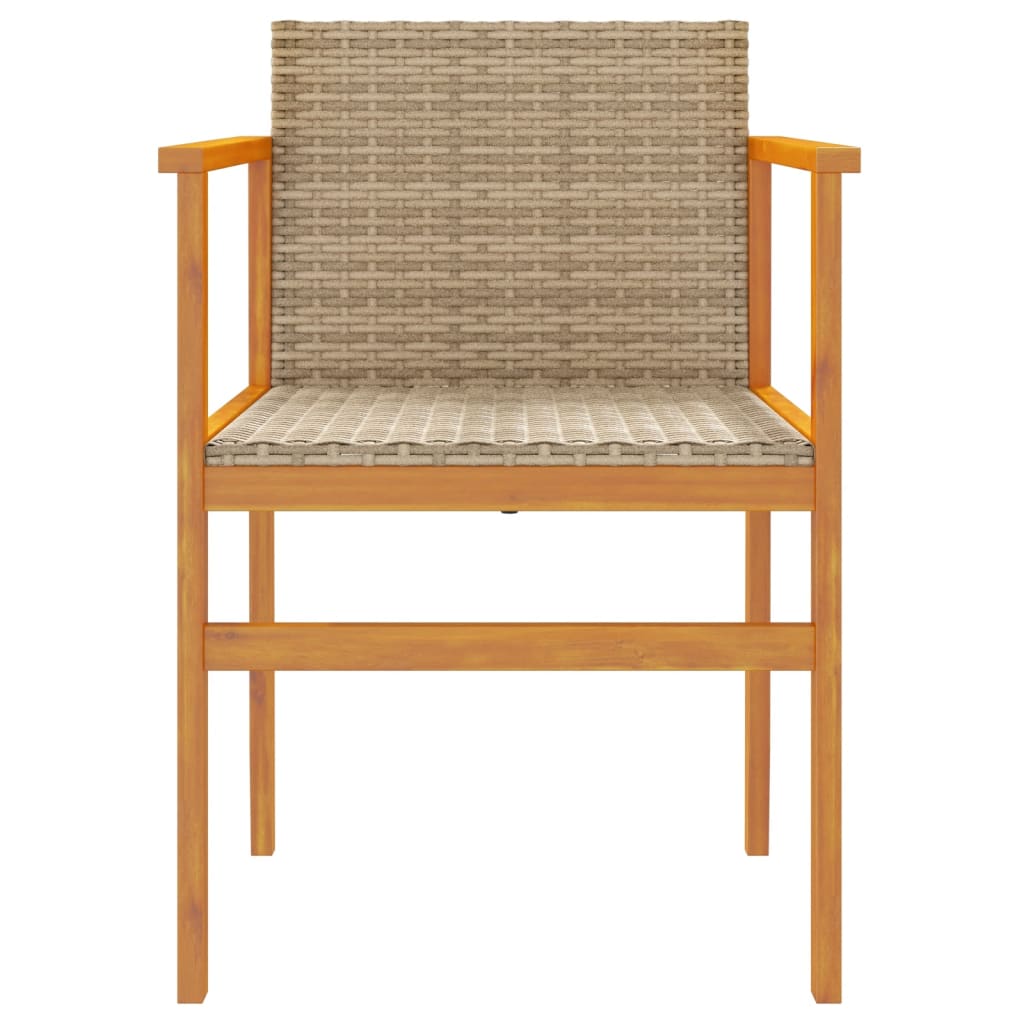 Garden Chairs 2 pcs Beige Poly Rattan&Solid Wood