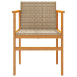 Garden Chairs 2 pcs Beige Poly Rattan&Solid Wood