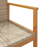 Garden Chairs 2 pcs Beige Poly Rattan&Solid Wood