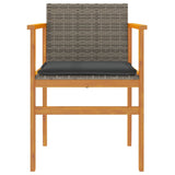 Garden Chairs with Cushions 2 pcs Grey Poly Rattan&Solid Wood