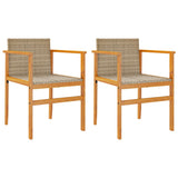 Garden Chairs with Cushions 2 pcs Beige Poly Rattan&Solid Wood