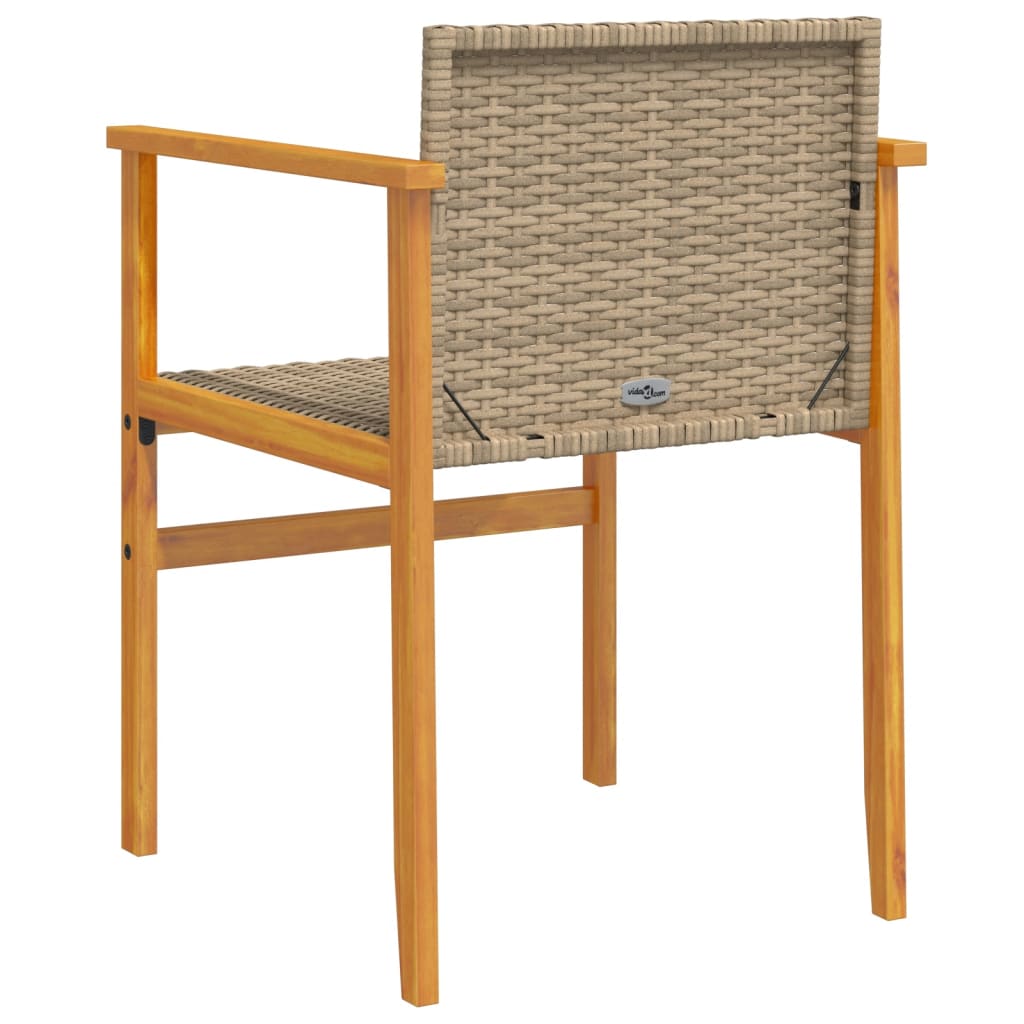 Garden Chairs with Cushions 2 pcs Beige Poly Rattan&Solid Wood