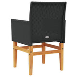 Garden Chairs with Cushions 2 pcs Black Poly Rattan&Solid Wood