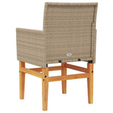 Garden Chairs with Cushions 2 pcs Beige Poly Rattan&Solid Wood