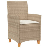 Garden Chairs with Cushions 2 pcs Beige Poly Rattan&Solid Wood