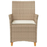 Garden Chairs with Cushions 2 pcs Beige Poly Rattan&Solid Wood