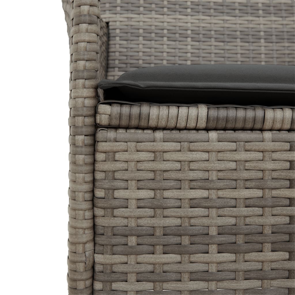 Garden Chairs with Cushions 2 pcs Grey Poly Rattan&Solid Wood