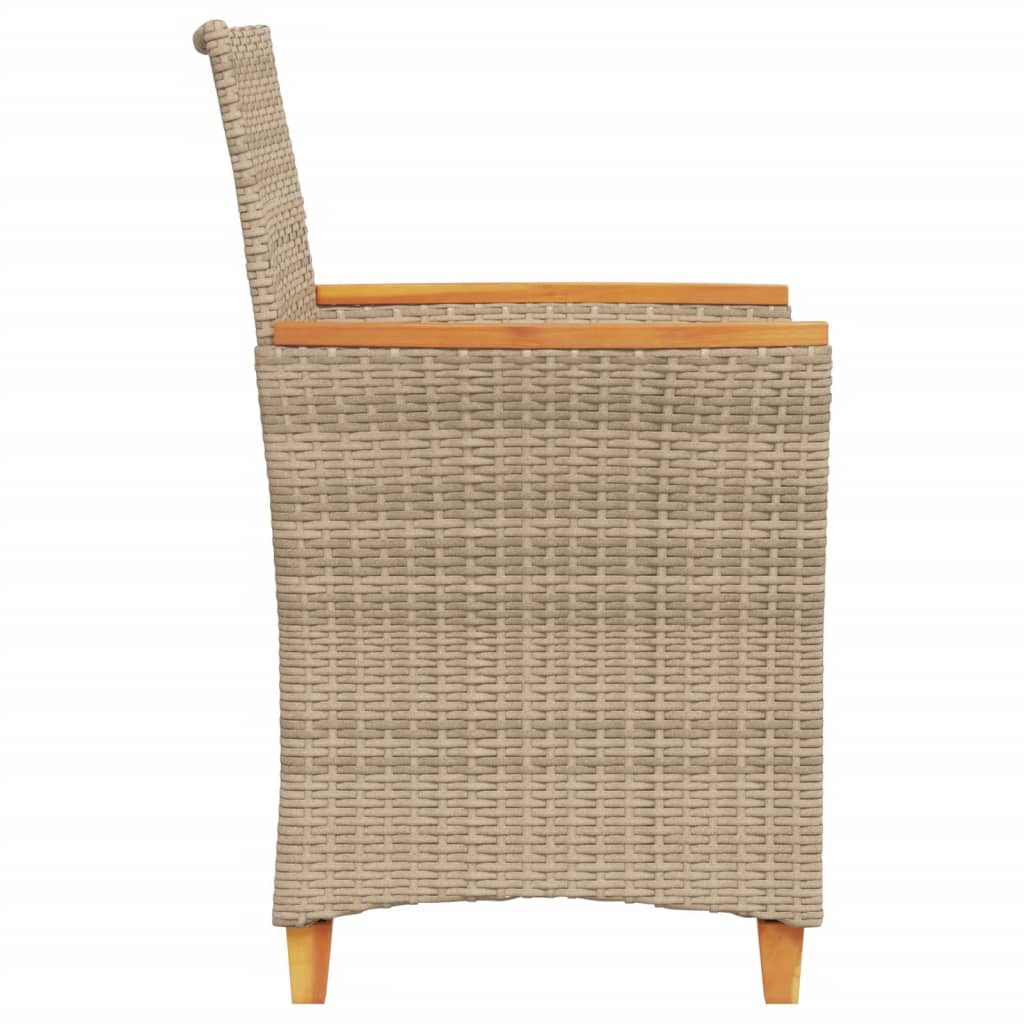 Garden Chairs with Cushions 2 pcs Beige Poly Rattan&Solid Wood