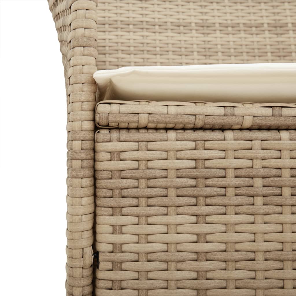 Garden Chairs with Cushions 2 pcs Beige Poly Rattan&Solid Wood