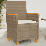 Garden Chairs with Cushions 2 pcs Beige Poly Rattan&Solid Wood