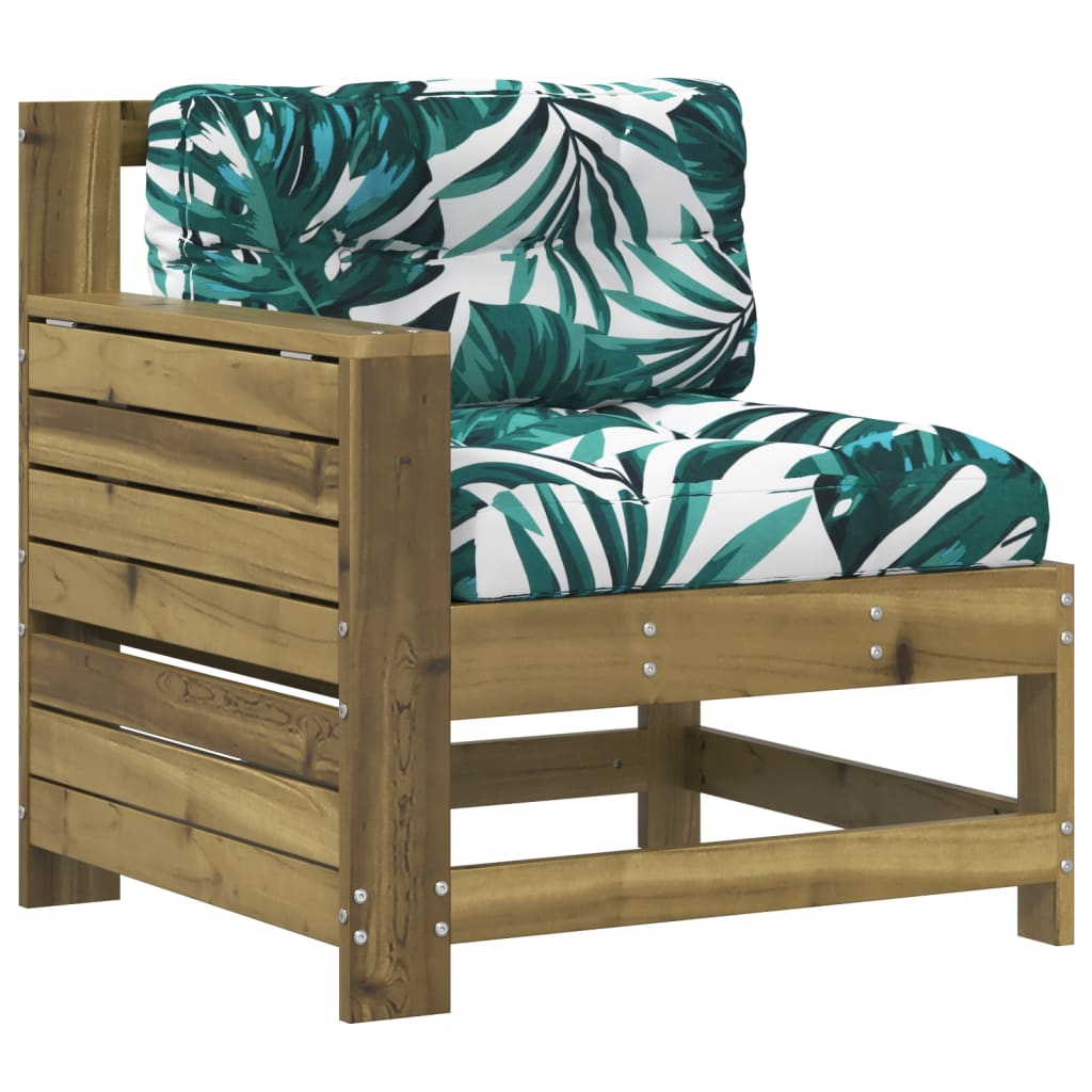 Garden Armrest Sofa with Cushion Impregnated Wood Pine