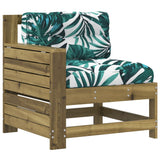 Garden Armrest Sofa with Cushion Impregnated Wood Pine