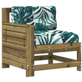 Garden Armrest Sofa with Cushion Impregnated Wood Pine