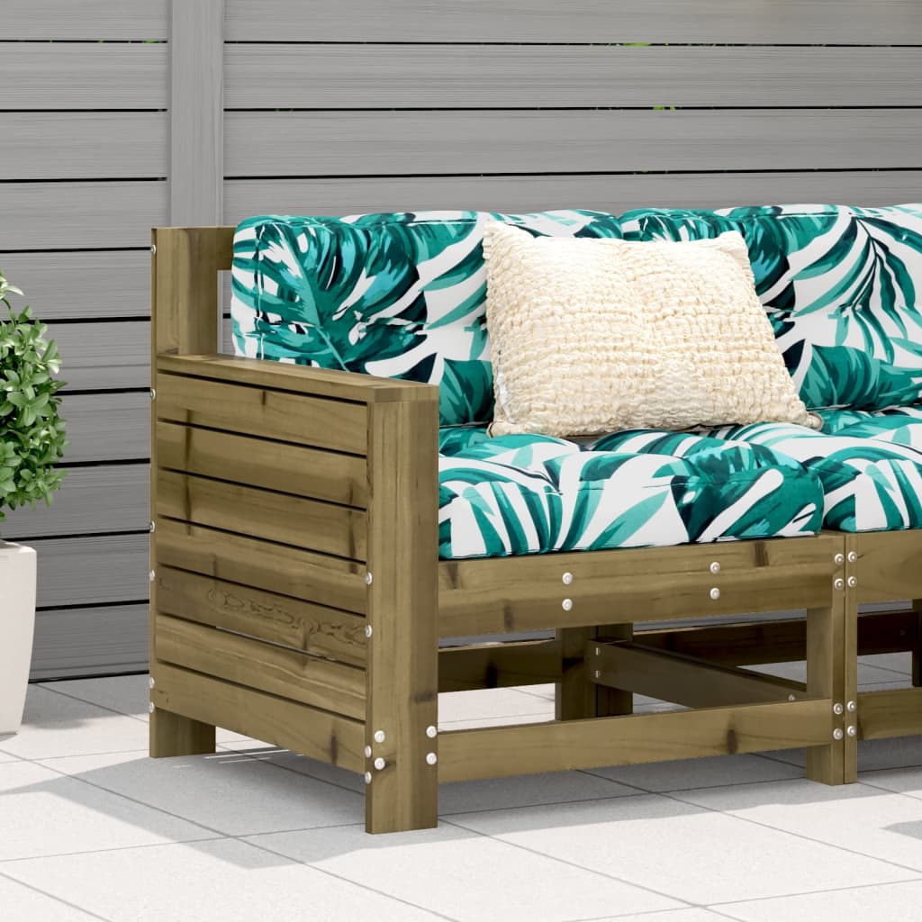 Garden Armrest Sofa with Cushion Impregnated Wood Pine