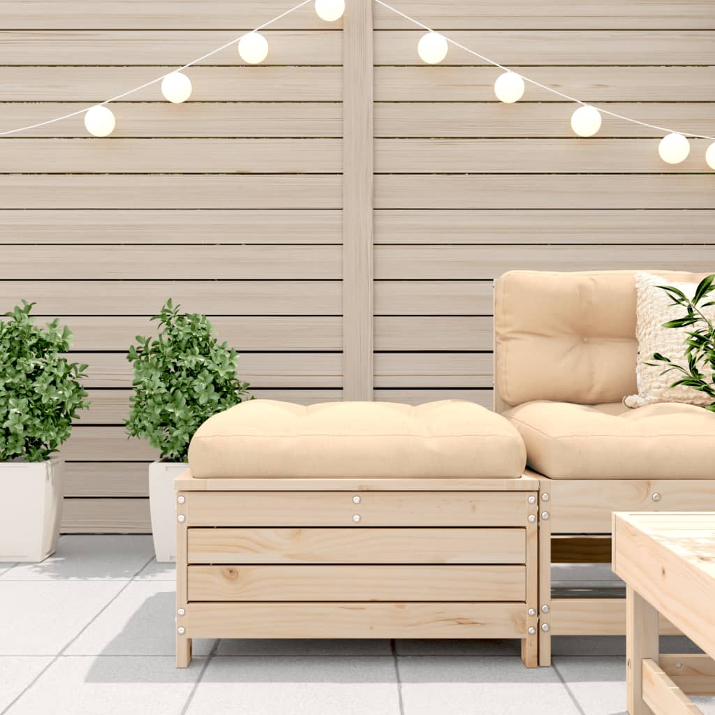 Garden Footstool with Cushion Solid Wood Pine