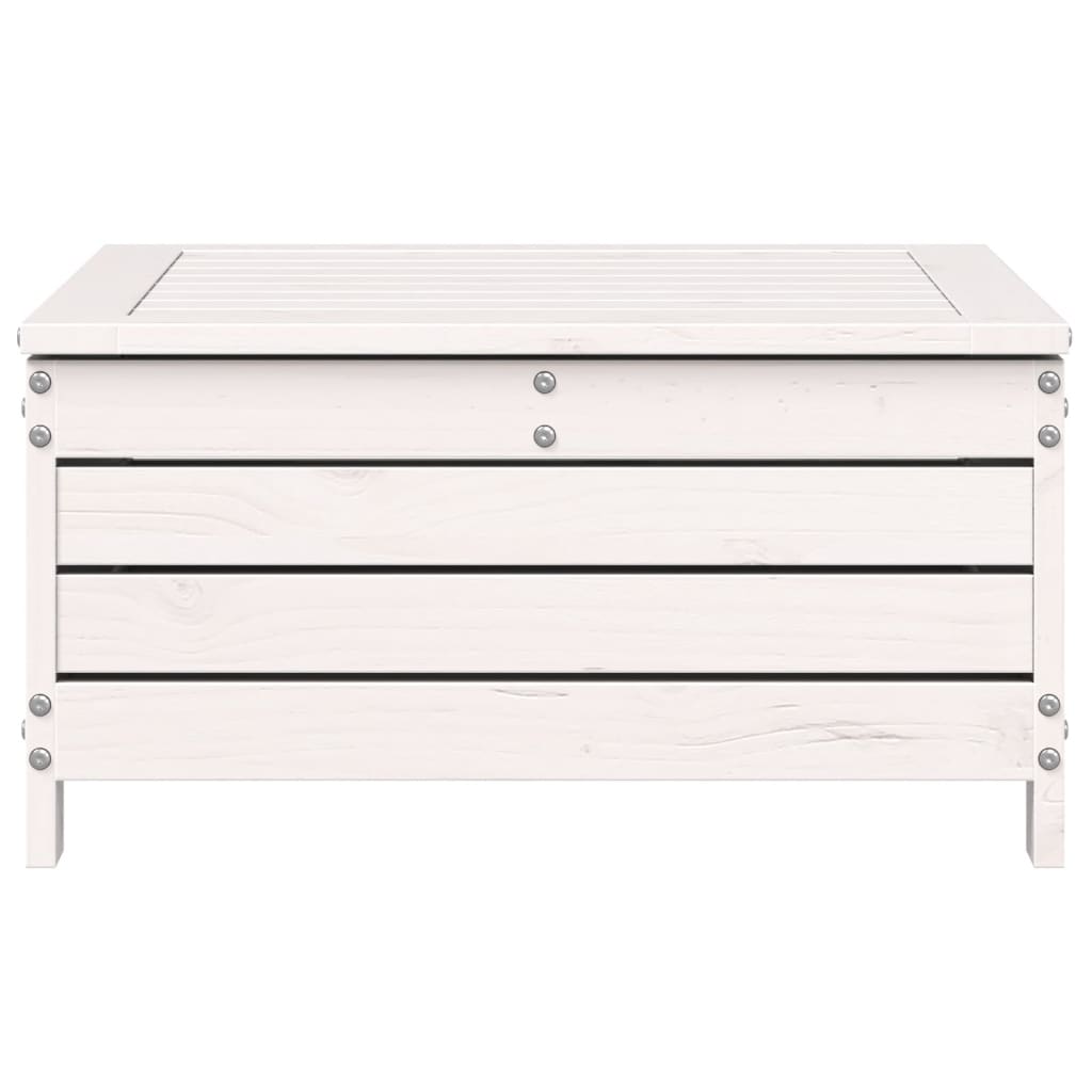 Garden Footstool with Cushion White Solid Wood Pine