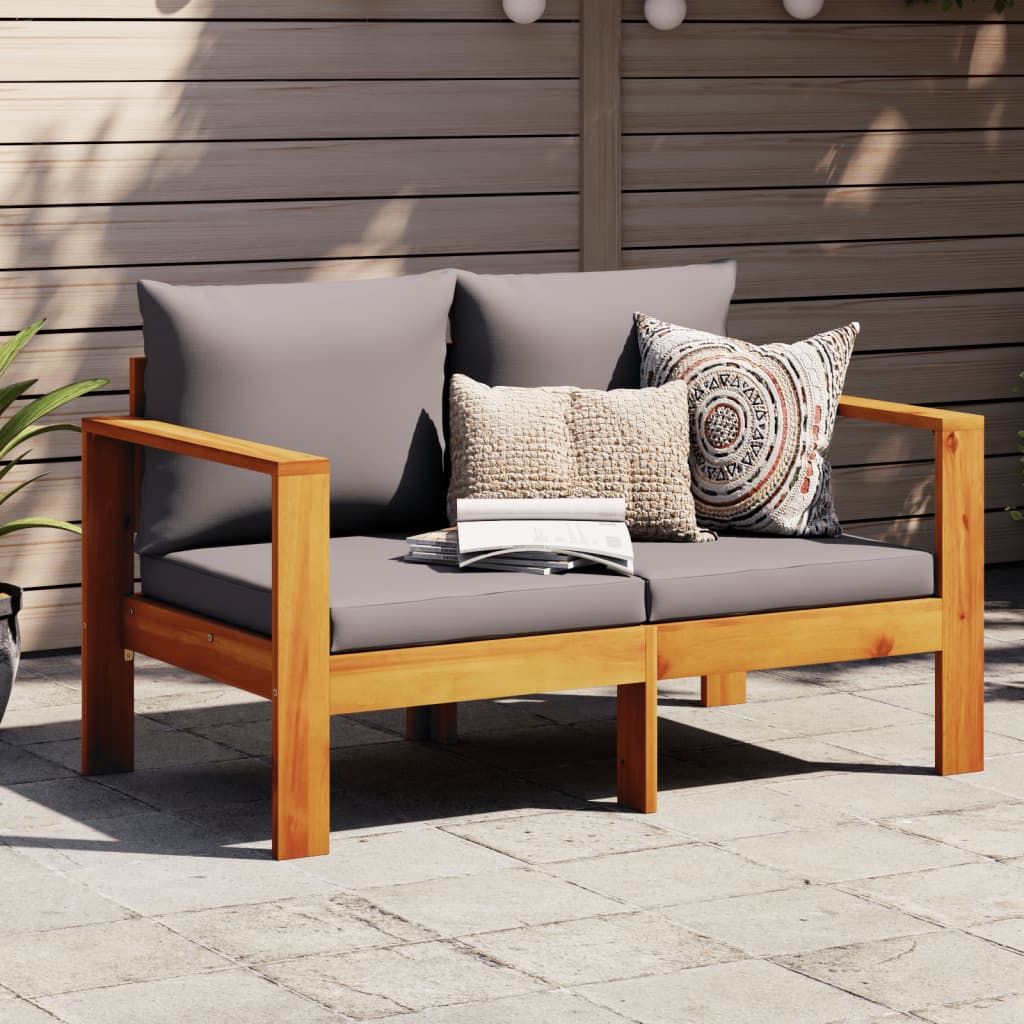 Garden Sofa with Cushions 2-Seater Solid Wood Acacia