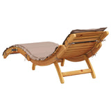 Sun Lounger with Cushion Taupe Solid Wood Acacia