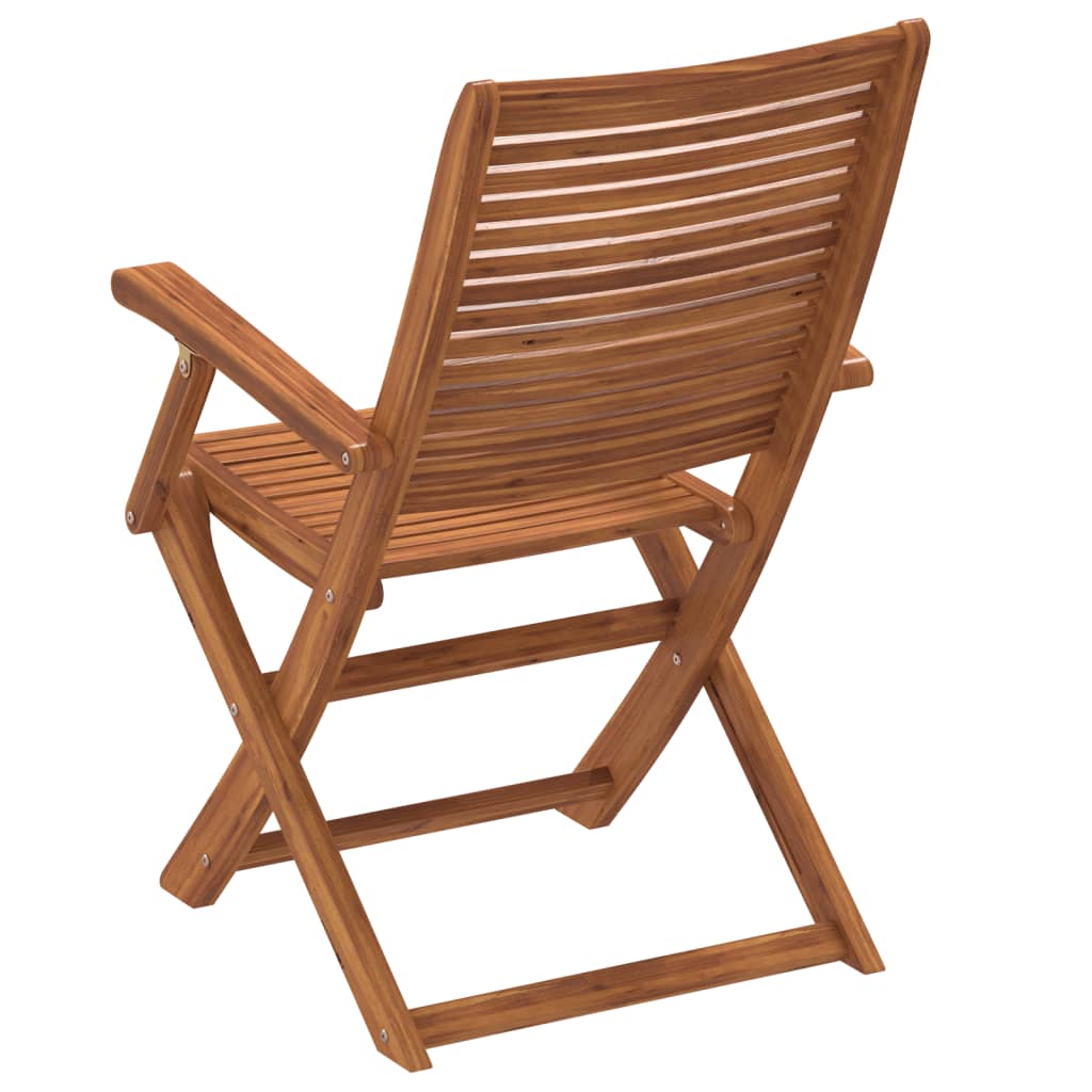 Folding Garden Chairs with Armrest 2 pcs Solid Wood Acacia