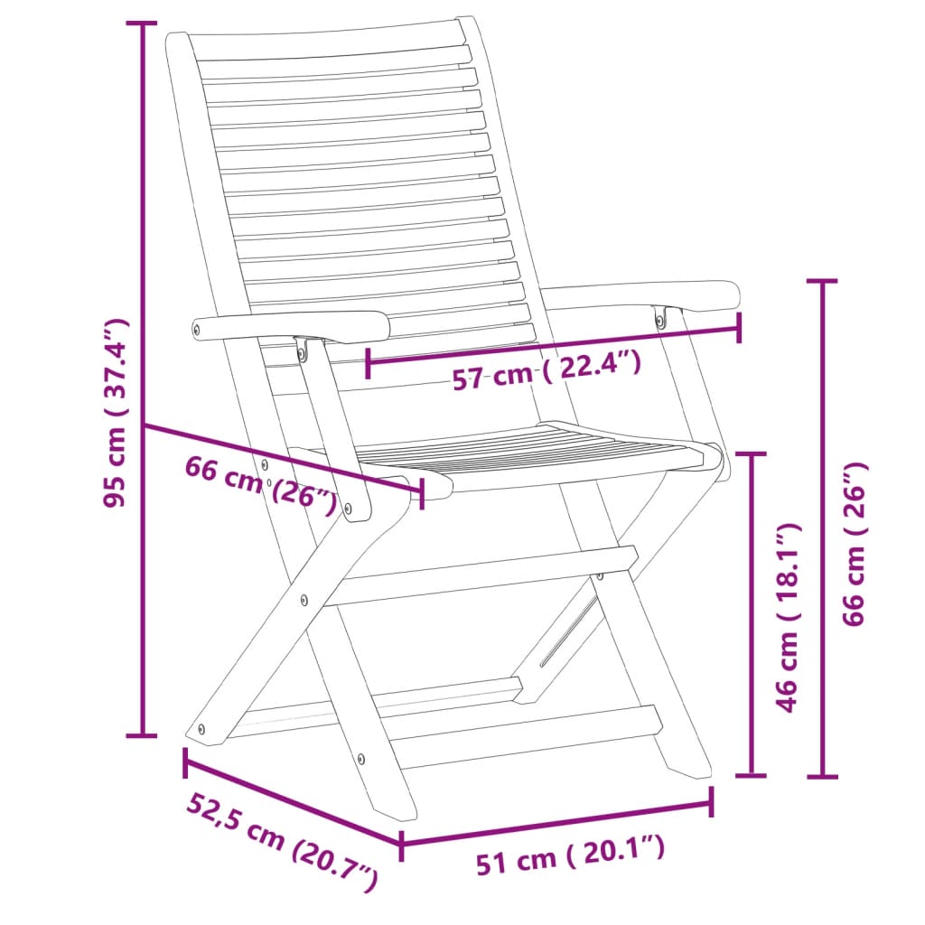 Folding Garden Chairs with Armrest 2 pcs Solid Wood Acacia