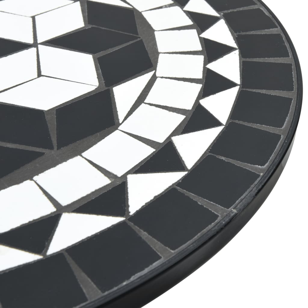 Mosaic Bistro Table Black and White Ø50x70 cm Ceramic