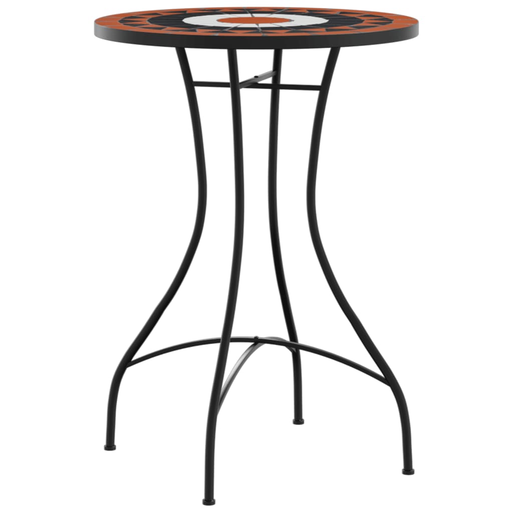 Mosaic Bistro Table Terracotta and White Ø50x70 cm Ceramic