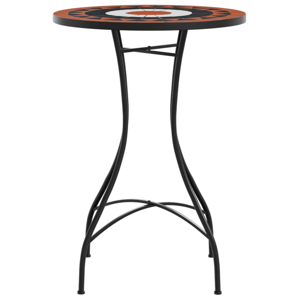 Mosaic Bistro Table Terracotta and White Ø50x70 cm Ceramic