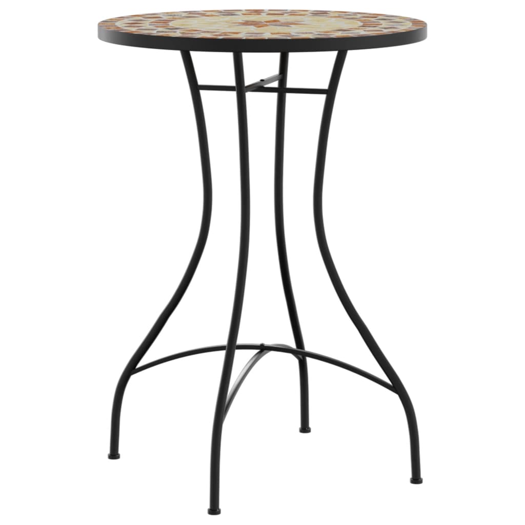 Mosaic Bistro Table Terracotta and White Ø50x70 cm Ceramic