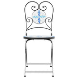 Bistro Chairs Foldable 2 pcs Blue and White Ceramic