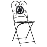 Bistro Chairs Foldable 2 pcs Black and White Ceramic