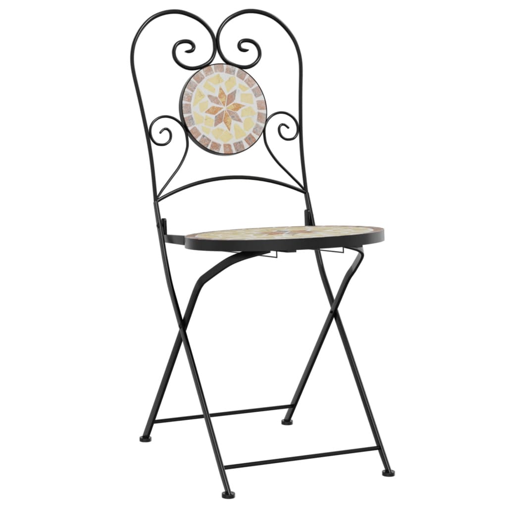 Bistro Chairs Foldable 2 pcs Terracotta and White Ceramic