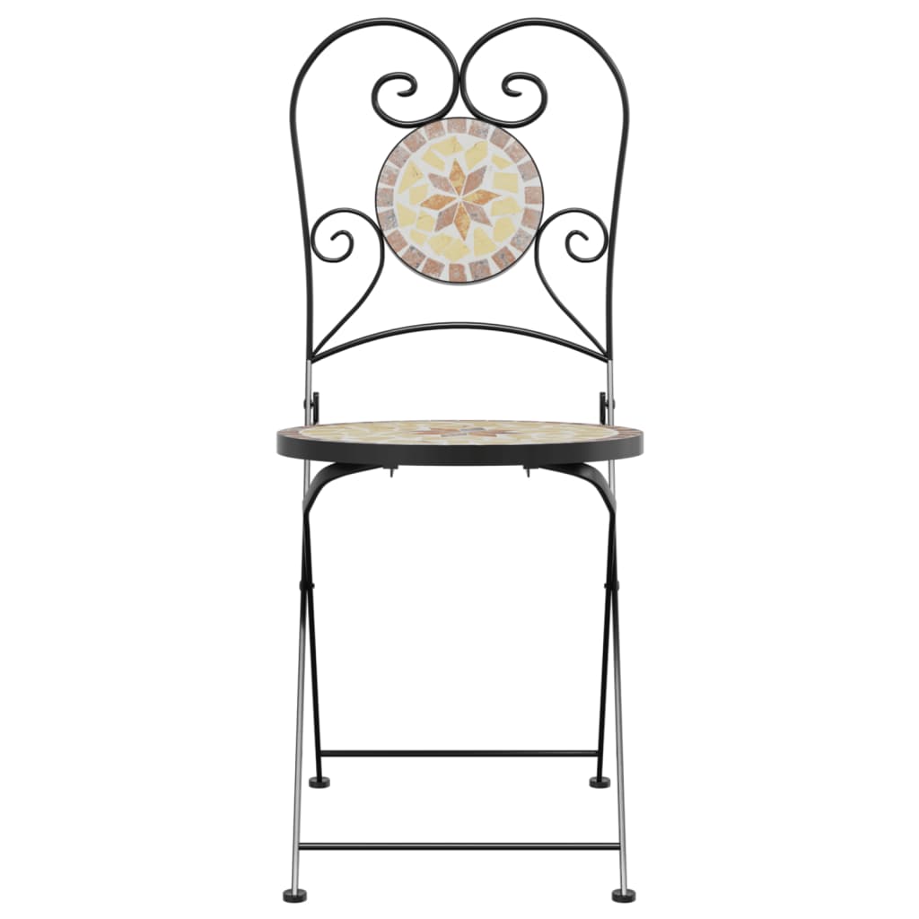 Bistro Chairs Foldable 2 pcs Terracotta and White Ceramic