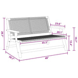 Garden Furniture Black 122 x 78 x 73cm Solid Acacia wood